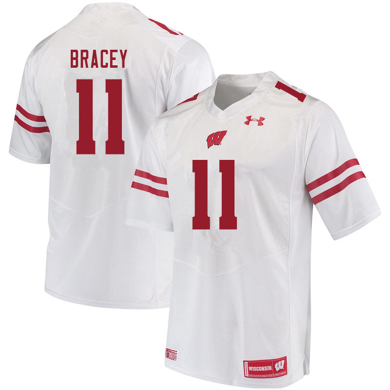 Men #11 Stephan Bracey Wisconsin Badgers College Football Jerseys Sale-White - Click Image to Close